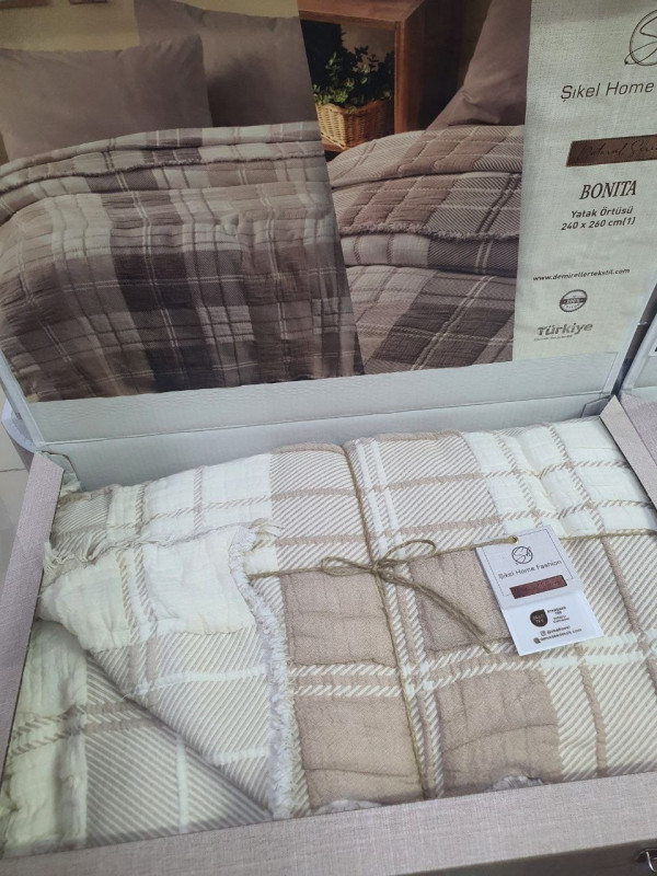 Муслиновое покрывало Şikel Home Bonita Бежевый 240×260 см (100% хлопок)